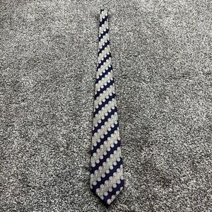 Barry Wells Silk Golf Tie Navy Blue Beige Red Golf Balls Pattern